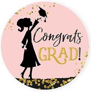 adorebynat's tweet image. Celebrate her big day with Girl Congrats Grad sticker labels by Adore By Nat 2" graduate silhouette stickers in pink, black &amp;amp; gold, perfect for party favors, invitations, and decorations to add a touch of sparkle to graduation parties! #Graduation amazon.com/dp/B0DV5FC99Z