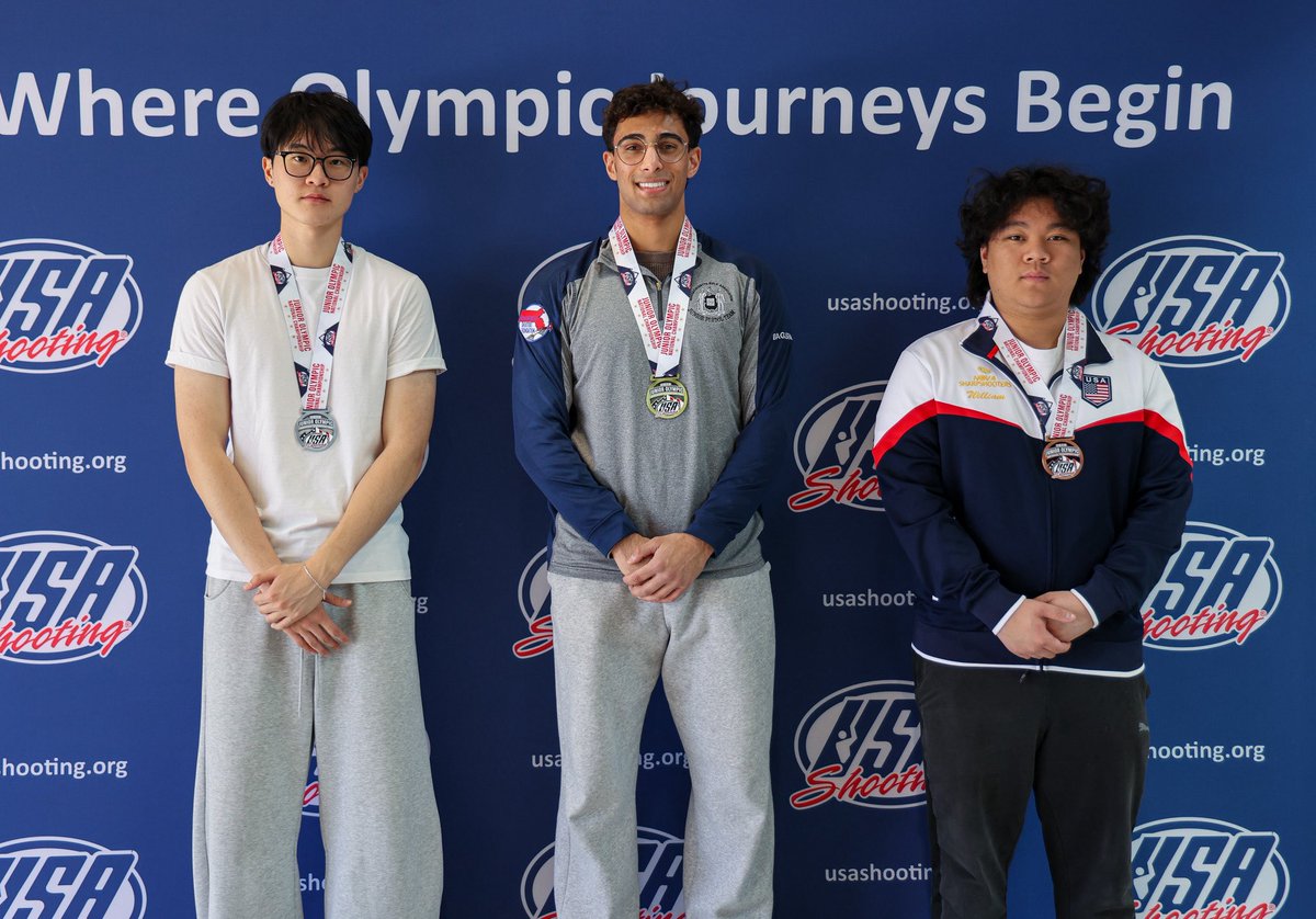 USAShooting's tweet image. Junior Olympic Men’s Sport Pistol Champions 🏆

U21
🥇Blaine Simpson
🥈Dakota Benenati
🥉Evan Langerak

U18
🥇Ammar Bagasra
🥈Nathan Lim
🥉William Regala

U15
🥇Samuel Kim

#podium #sportpistol #juniorolympics #champs