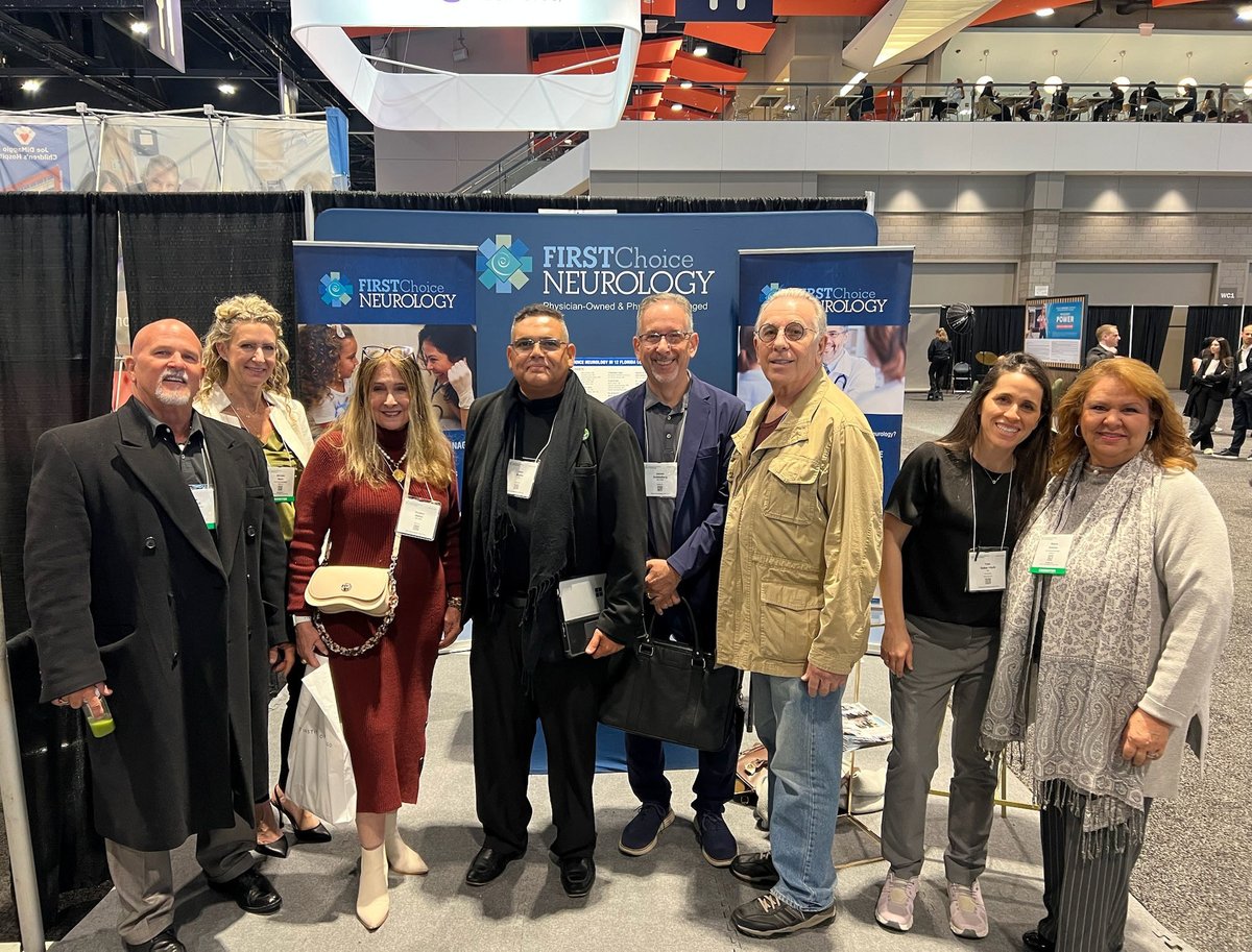 FCNeurology's tweet photo. Sue Mehle, Director of Operations at Care Center 3, pictured with the #FirstChoiceNeurology team after she received the "Distinguished Colleague of the American Academy of Neurology (DAAN)" recognition at the @AANmember Annual Meeting in #Chicago. Congratulations, Sue!
#aanam2026 https://t.co/LCWC6lIZfi