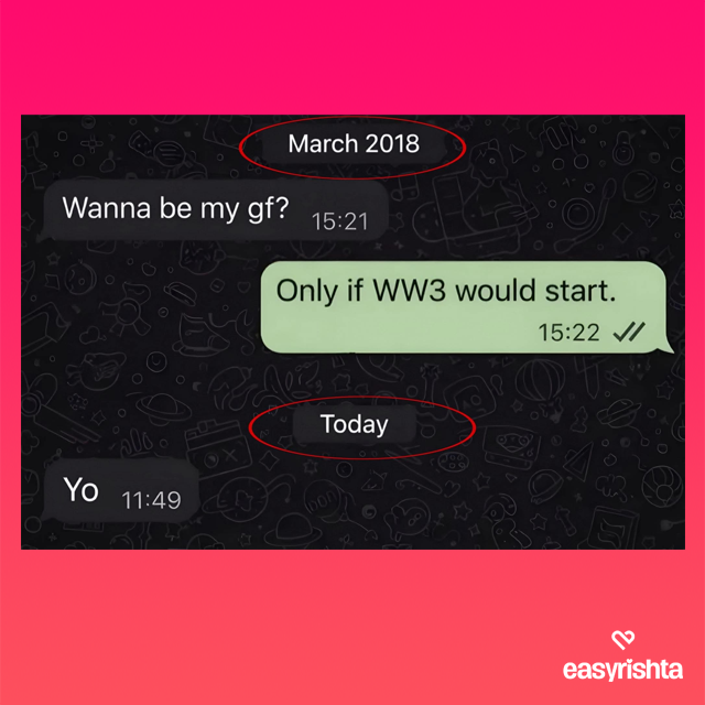 easyrishta's tweet image. POV: your standards were impossible… until the universe got competitive 😭💘
For the ones who joked about love and accidentally manifested it years later.
#MatchmakingApp #DatingHumour #ModernLove #RelationshipGoals #SingleLife #LoveMemes #FunnyDating #TextMeme #DatingApp