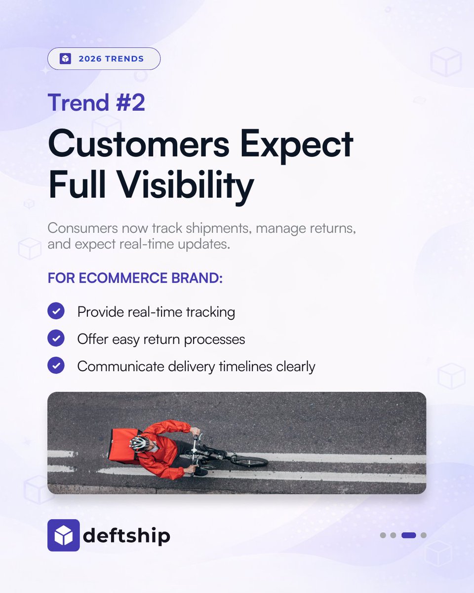 DeftShip's tweet photo. Logistics is evolving fast in 2026.

Which logistics trend will impact you the most?

Stay ahead of shipping trends with Deftship
Website: https://t.co/sH2m1wFdsD
iOS: https://t.co/pqvyB9pSMl
Android: https://t.co/1lOGctTyOL

#ecommercefulfillment #shippingautomation #deftship https://t.co/BOmlTKBigX