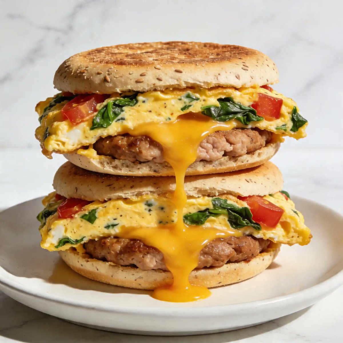 MyDelishDiaries's tweet image. Hot breakfast. Zero morning effort. 24g of protein per sandwich.
Baked eggs + turkey sausage + cheddar + whole-grain English muffin. Batch Sunday. Freeze. Reheat in 90 seconds. 🥚🧀
Recipe👇
#MealPrep #HighProtein