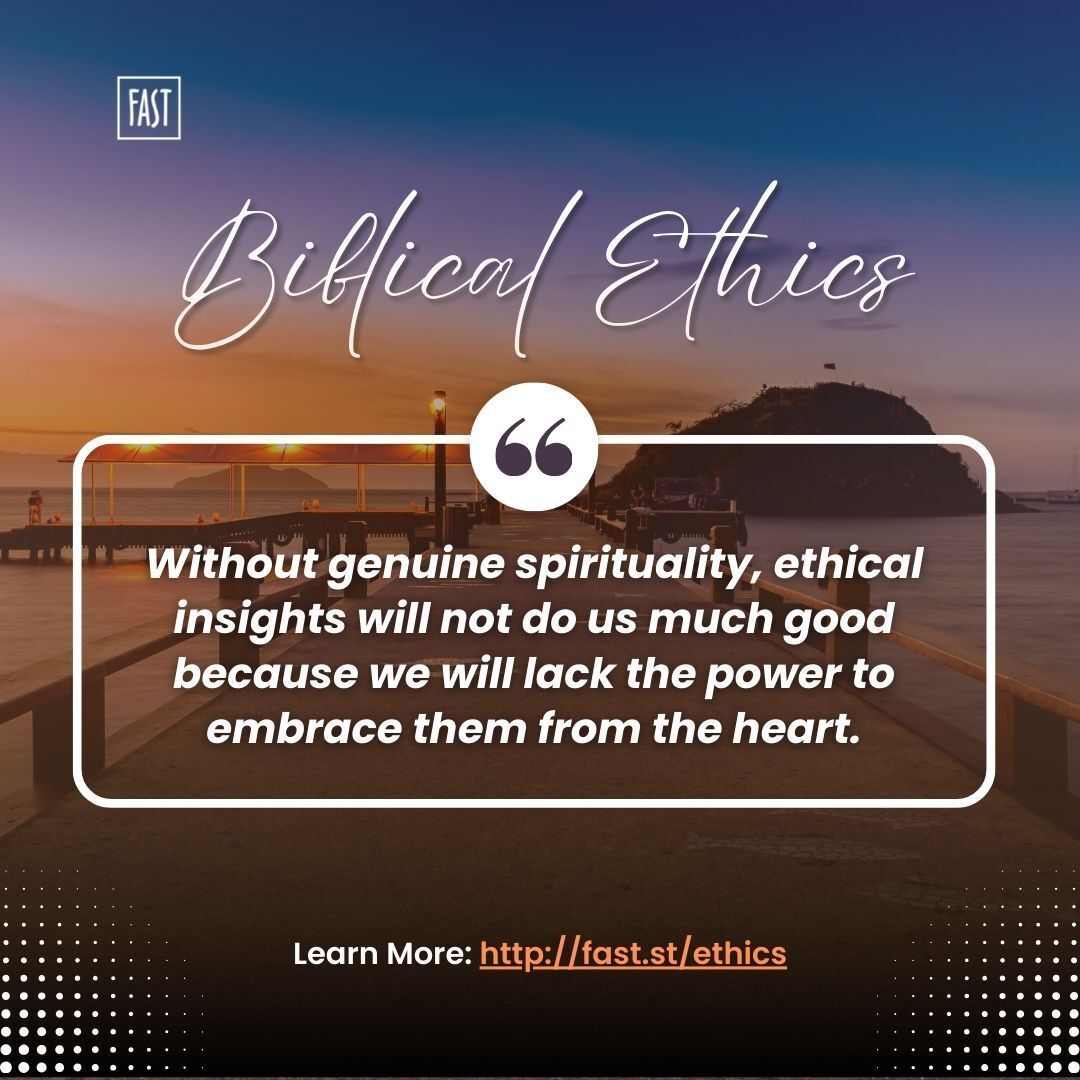 Spirituality without ethics can lead to a shallow and superficial emotionalism. 

Ethics without spirituality can lead to a rigid, cold formalism. But when combined, we can take steps toward that "holiness, without which no man shall see the Lord" (Hebrews 12:14).

Learn more
