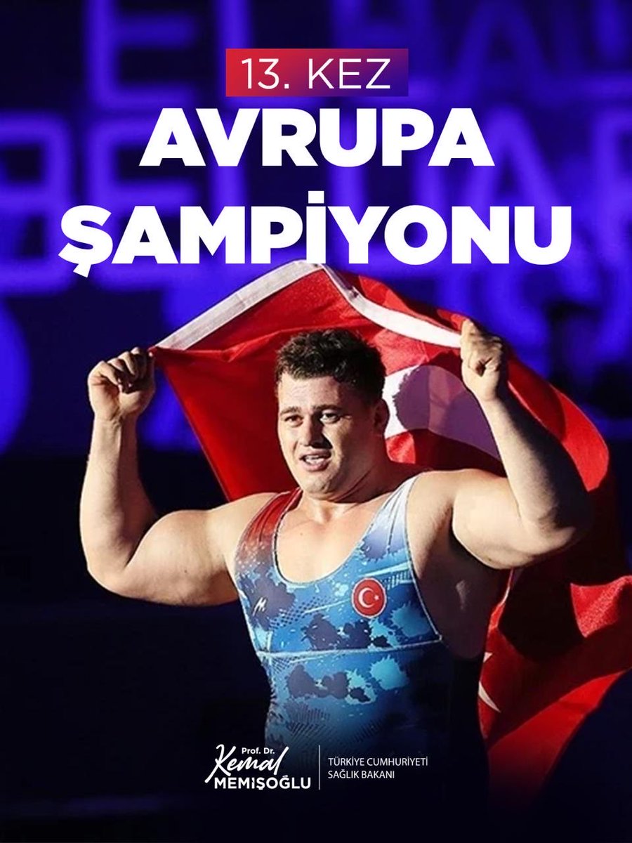 drmemisoglu's tweet photo. Tebrikler şampiyon!

Ay-yıldızlı bayrağımızı Avrupa’nın zirvesine tam 13 kez çıkaran Rıza Kayaalp’i gönülden kutluyorum. Seninle ne kadar övünsek az. 🇹🇷

Yolun daima açık olsun minderin aslanı 🧿 https://t.co/lXnpm2DlvD