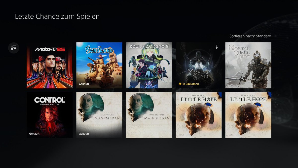 fennelyguy's tweet image. Last Chance to Play got updated. The following games will leave the PS+ Catalog on May 19th.

🕹️MotoGP 25
🕹️SandLand
🕹️Soul Hackers 2
🕹️Mortal Shell: Enhanced Edition
🕹️Control: Ultimate Edition
🕹️The Dark Pictures: Man of Medan
🕹️The Dark Pictures: Little Hope

#PS4 #PS5 #PSPlus