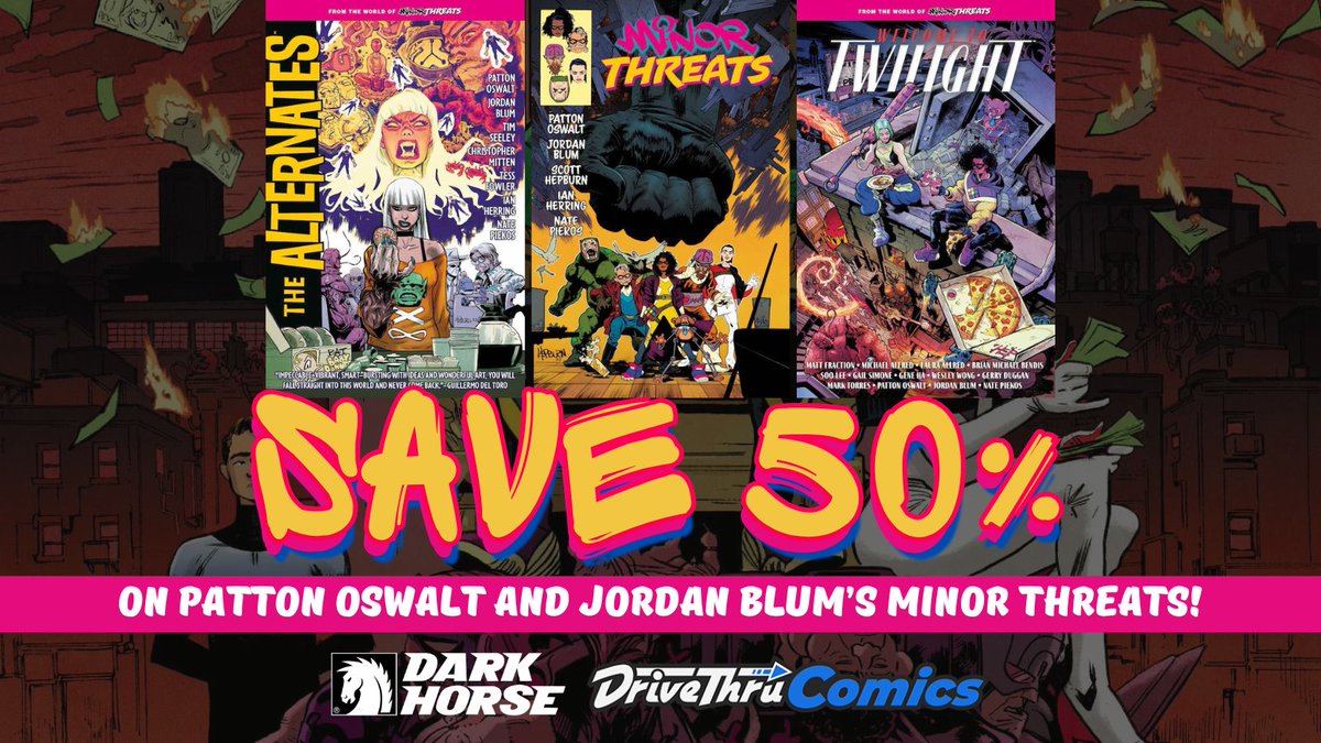 DriveThruComics's tweet image. Save on Minor Threats from @DarkHorseComics for a limited time!

Shop deals here: tinyurl.com/4bbphb89

A comic series from @pattonoswalt and Jordan Blum - showrunners of Marvel’s M.O.D.O.K on Hulu - and superstar artist Scott Hepburn!
#comics #comicbooks