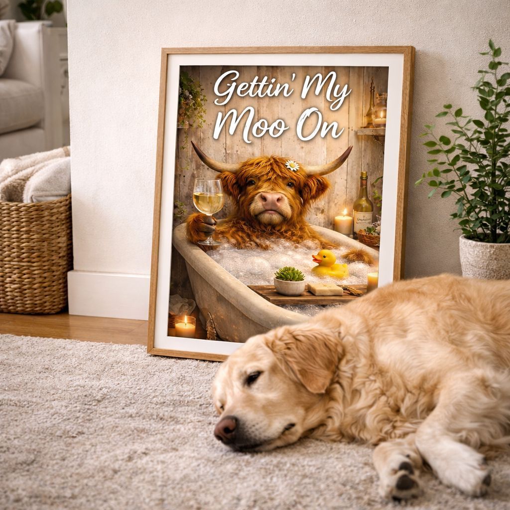 BJDesignsX's tweet image. Funny Highland Cow Bathroom Wall Art Printable, Gettin’ My Moo On Sign, Cow Bath Art, Rustic Farmhouse Bathroom Decor, Cute Animal Print 

bjdesignsx.etsy.com/uk/listing/449… 

#homedecor
#wallart
#bathroomart
#highlandcow
#funnywallart
#cow