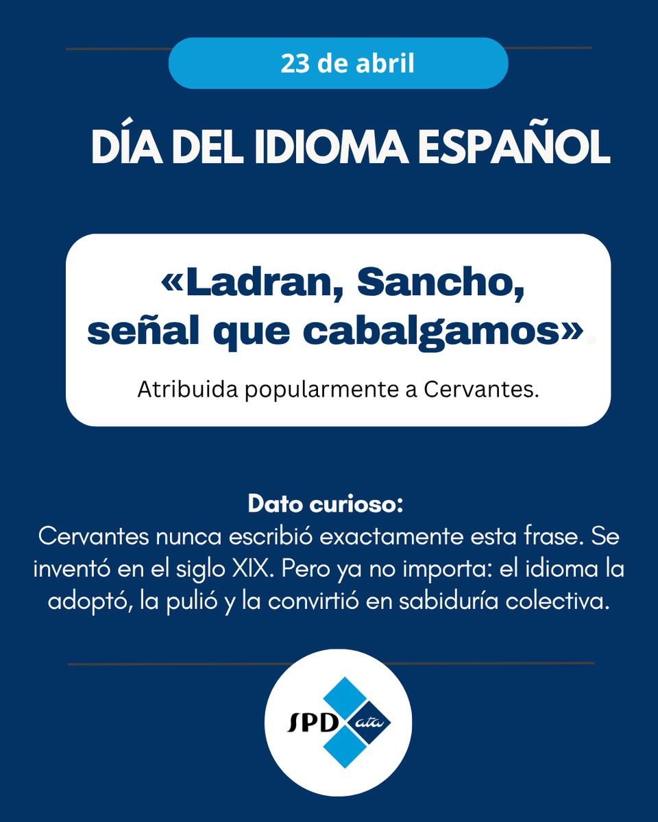 ATASpanishDiv's tweet photo. Una curiosidad histórica, y una frase que nos recuerda que las reacciones, aun las negativas, son señales de que lo que hacemos da que hablar. Ustedes ¿la usan?

#Traducción #Lenguas #DiaDelEspañol2026 #DiaDelEspañol #DíaDelLibro #Cervantes #Shakespeare #ATA https://t.co/7MAQG8TuqC
