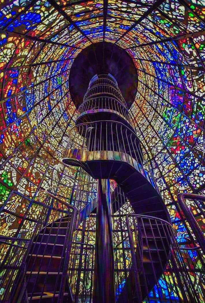 Stained glass staircase at the Hakone Open-Air Museum in Kanagawa.