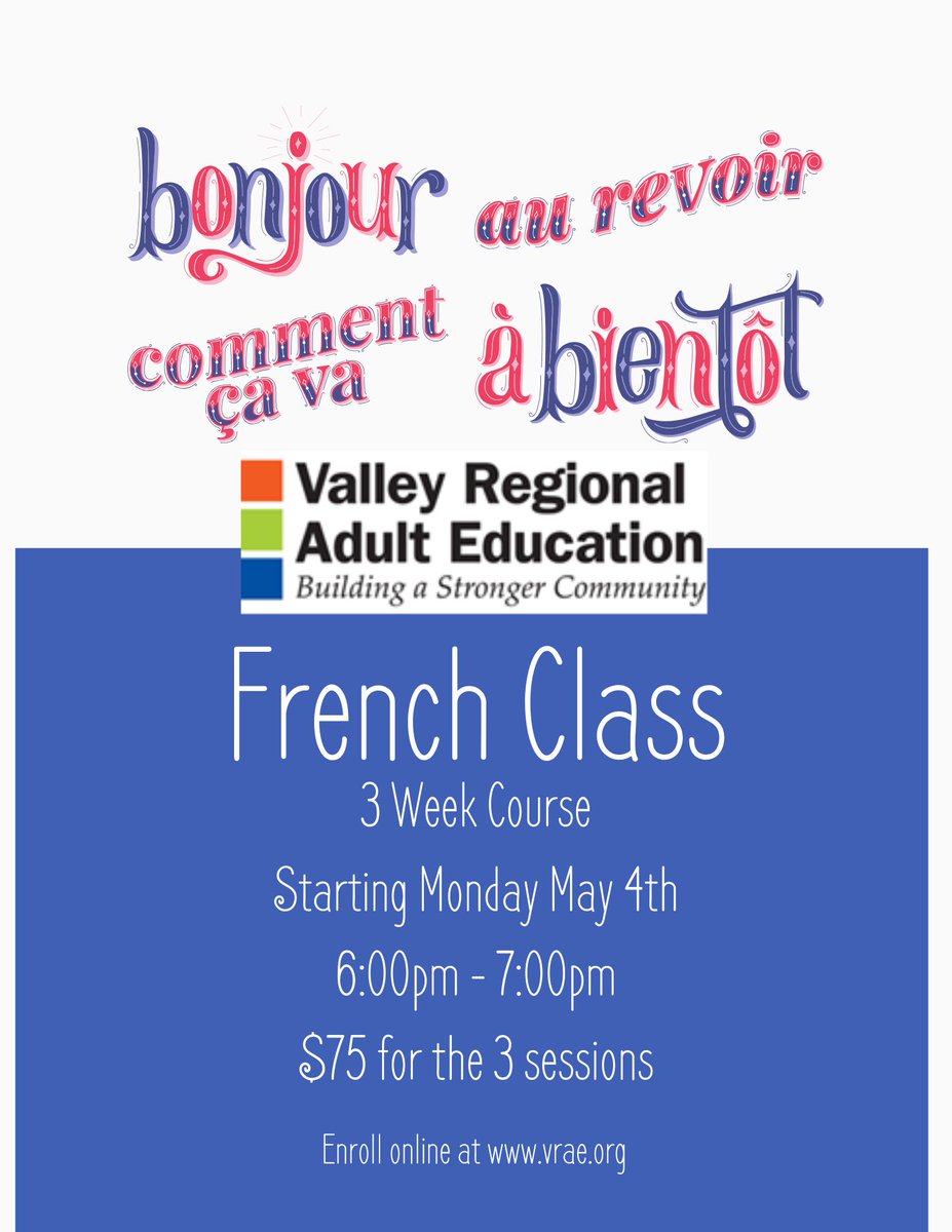 ValleyAdultEd's tweet photo. Visit https://t.co/xje5VZOI8m to sign up for these enrichment classes! https://t.co/rOT3hyLxPN