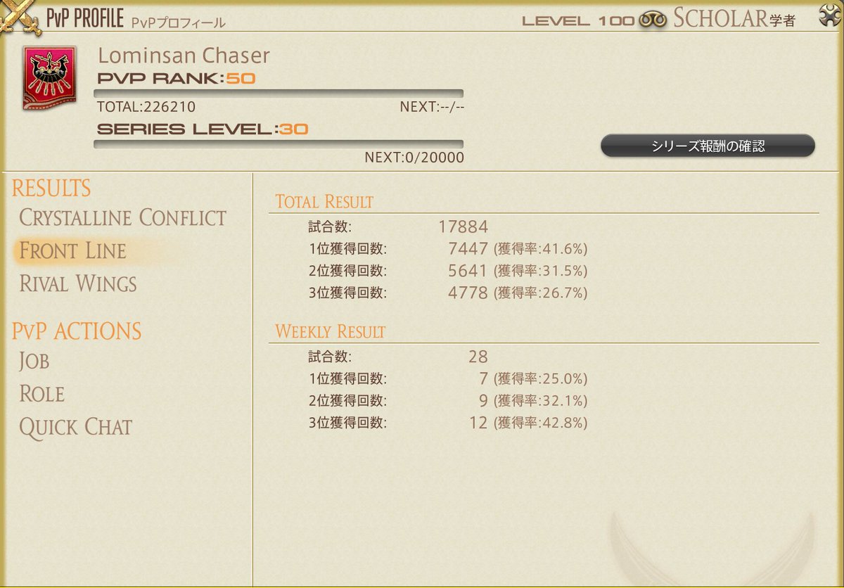 marron_chocobo's tweet photo. #FLで指揮する人は自分の勝率晒してけ
#これを見た軍師は自分の勝率晒してけ
面白いことしてるっ！ https://t.co/XQfL2ee0ls