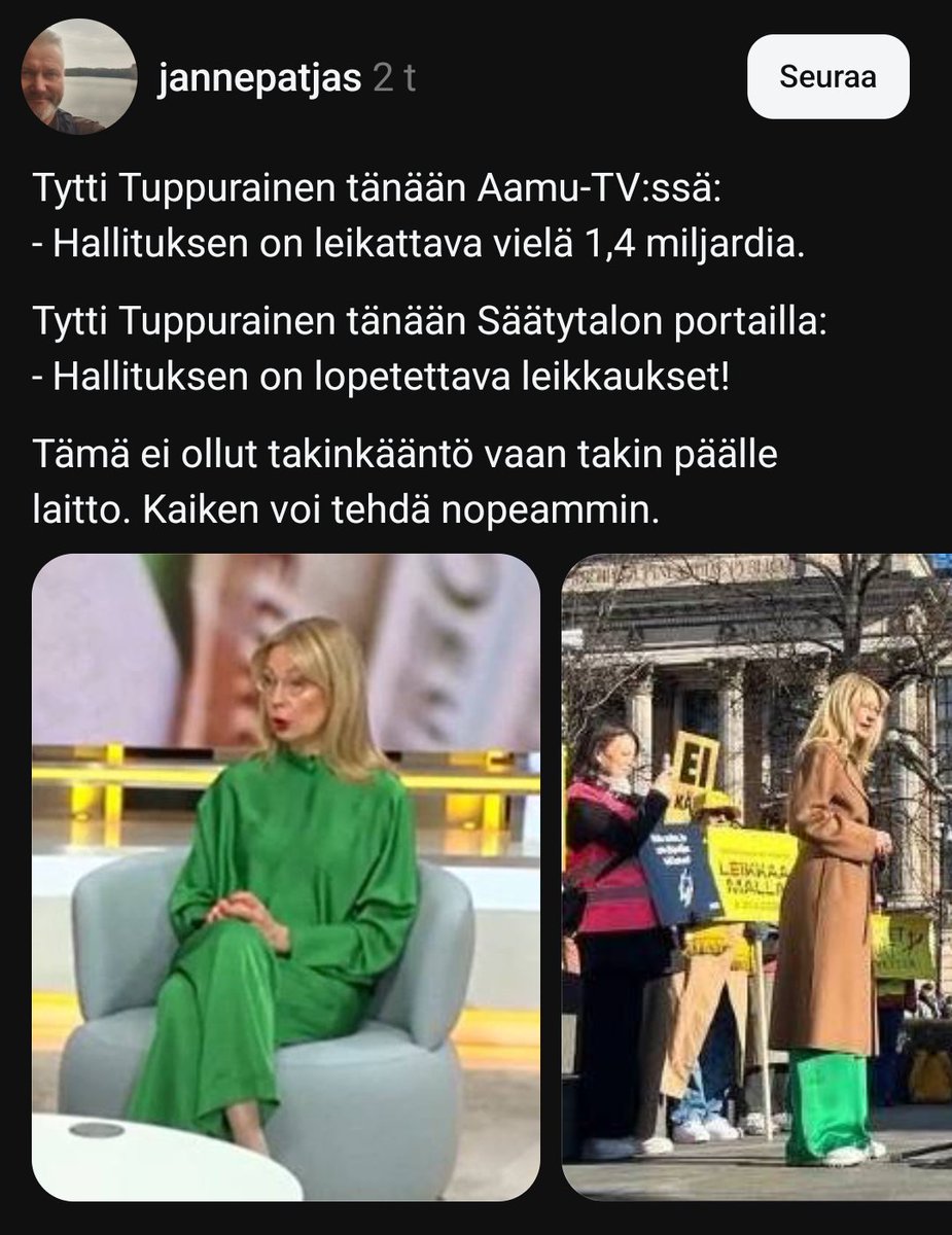 GranlundSamppa's tweet photo. Kunpa joku lehti joskus kirjoittaisi näistä kaksinaamaisuuksista. Aamulla sanotaan yhtä ja iltapäivällä toista. Sanoman sisältö riippuu vain siitä mitä sen hetkinen yleisö haluaa kuulla. Ei demareilla ole oikeasti mitään oikeaa ajettavaa suuntaa. https://t.co/MCI2UE2UfZ