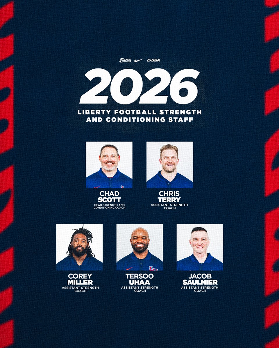 LibertyFootball's tweet photo. Meet your 2026 Off-Field Staff! 🔥 https://t.co/hrwtCf5esc
