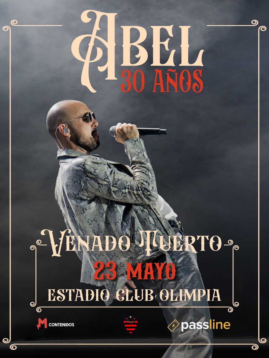Venado Tuerto! Nos vemos pronto. Nos vemos en la música ❤️

Entradas disponibles desde este viernes 24/4 a las 12 del mediodía únicamente en Passline.com