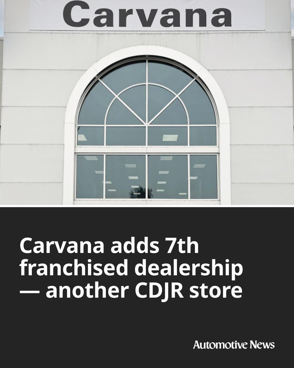 Automotive_News's tweet image. Online used-vehicle giant Carvana Co. on April 21 bought its seventh Chrysler-Dodge-Jeep-Ram dealership, strengthening its foothold in the new-vehicle market as a Stellantis dealer.

#Carvana #buysells #automotive #autoindustry #autoretail