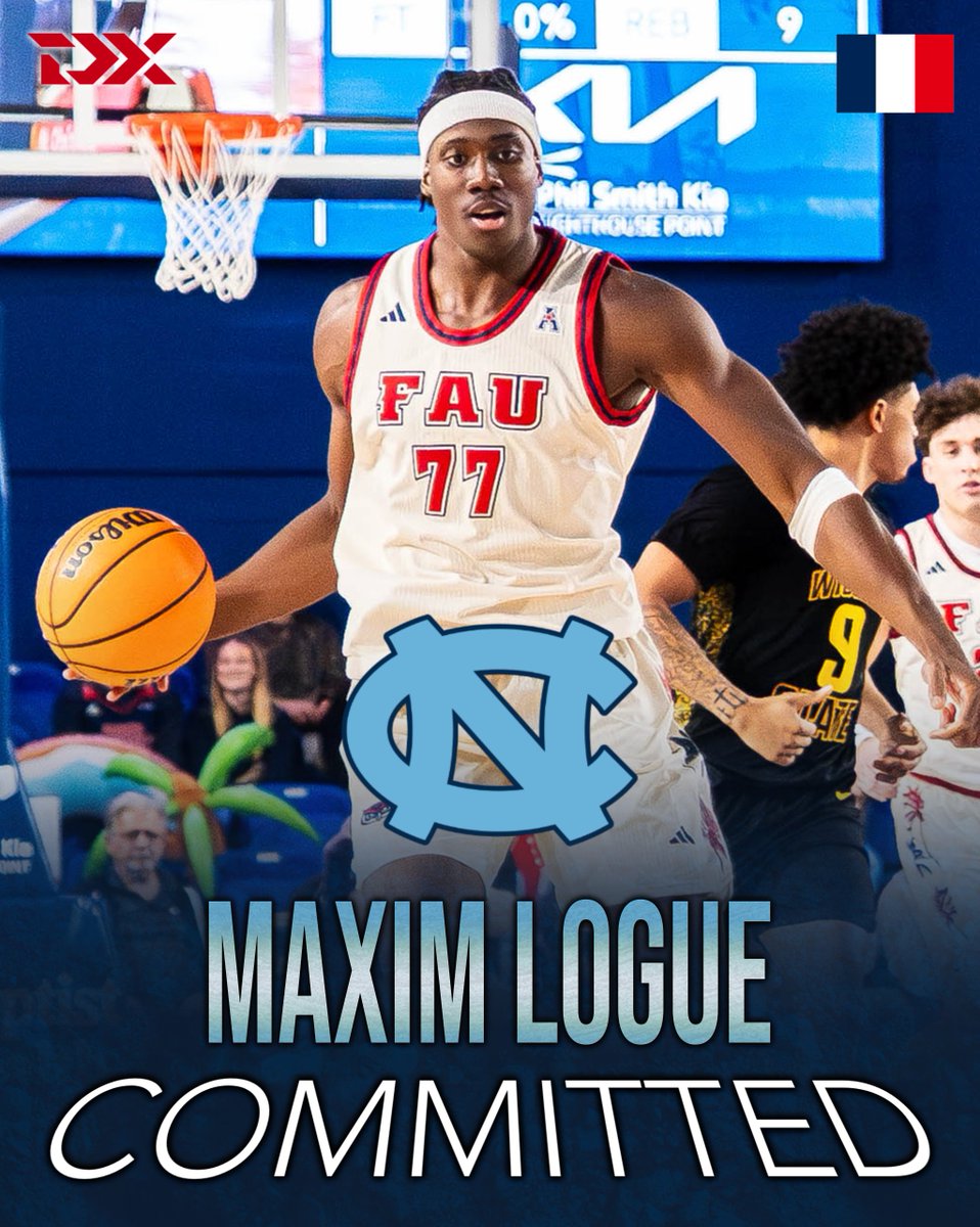 DraftExpress's tweet image. NEWS: FAU transfer Maxim Logue has committed to North Carolina, Gersh Sports tells DraftExpress.

The 6'9, 20-year-old French center averaged 5.0 points, 3.0 rebounds in 11 minutes per game, shooting 72% from the field. 

Has two years of eligibility remaining.