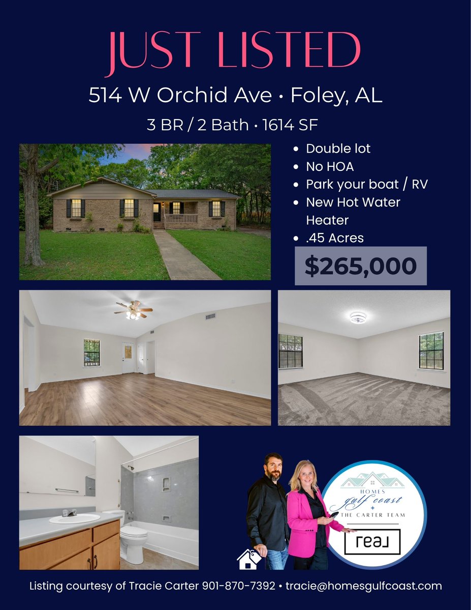 homesgulfcoast's tweet image. 🚨 3 bedrooms, 2 bathrooms in Foley! 🚨

Don’t let this one slip by - call today for a showing! 

More info: findmyhomegulfcoast.com/d8rd3ddk

#fyp #recommended #nohoa #alabama #homesgulfcoast #foley