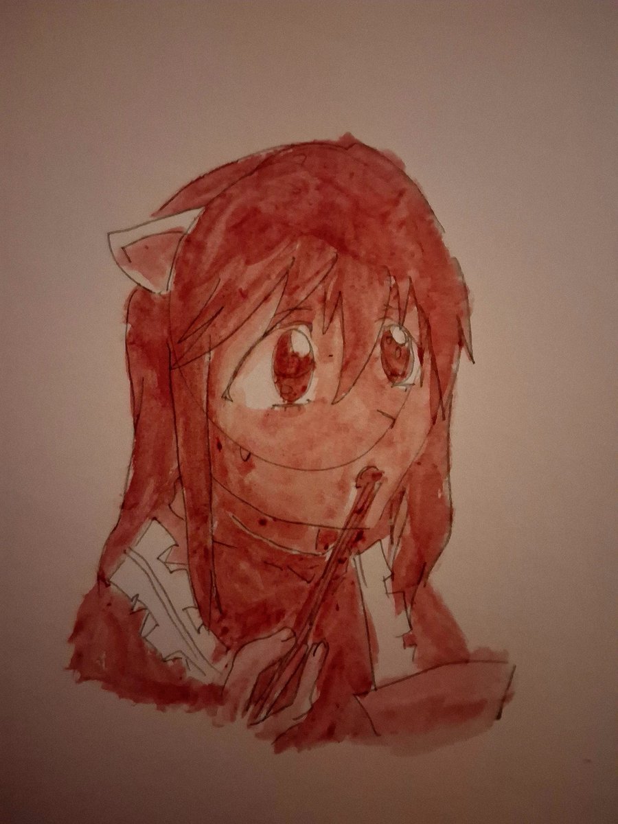 PeterGriffinFrr's tweet image. Here is a an elfen lied blood painting I made a while ago a bit ago #shtwt #blood I originally posted this on tiktok but ill post it here too why not and ah ok no one replied to my mutuals post that's depressing for me
