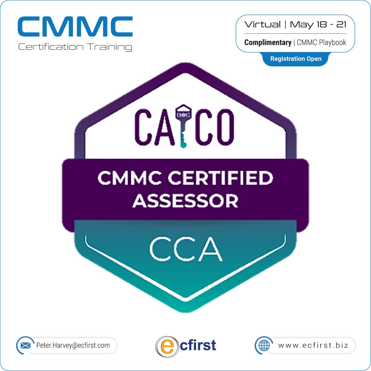 Ready to conduct official CMMC assessments?
Join ecfirst’s CCA training
📅 May 18–21, 2026 (Virtual)
Register today:
ecfirst.biz/?route=product…
#CMMC #CyberCompliance #CCA