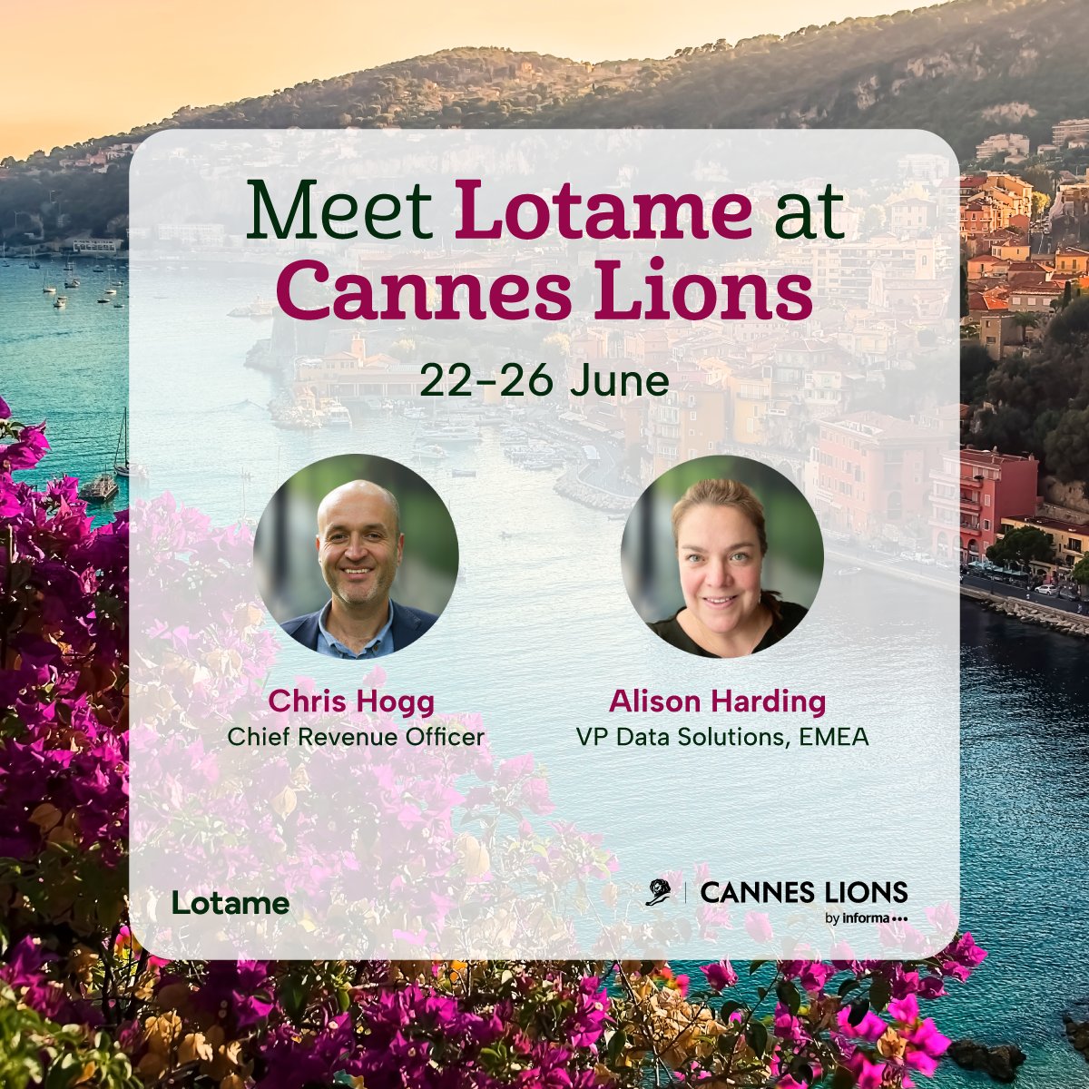 Lotame's tweet image. Heading to Cannes Lions? Let’s connect on data, identity, and CTV. Secure your spot with Lotame as conversations move fast! Book a meeting: hubs.li/Q04cZgDb0 #CannesLions #AdTech #MarTech #DataCollaboration #CTV