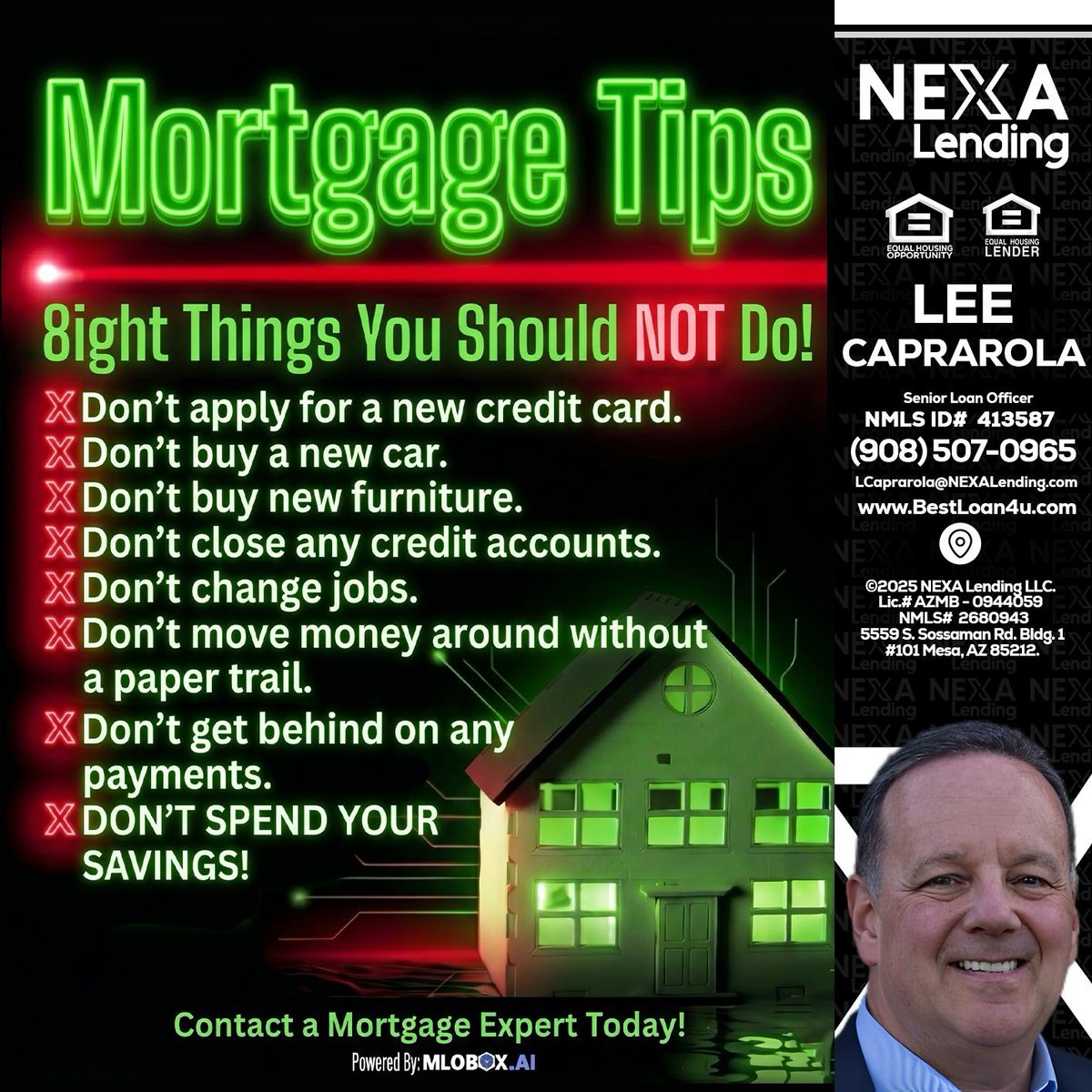 LC_Mortgage's tweet image. Avoid these mortgage pitfalls! 🚫 Don’t apply for new credit, buy new cars, or move money around without tracking. Protect your savings and loans! 🏡 #MortgageTips #FinancialAdvice