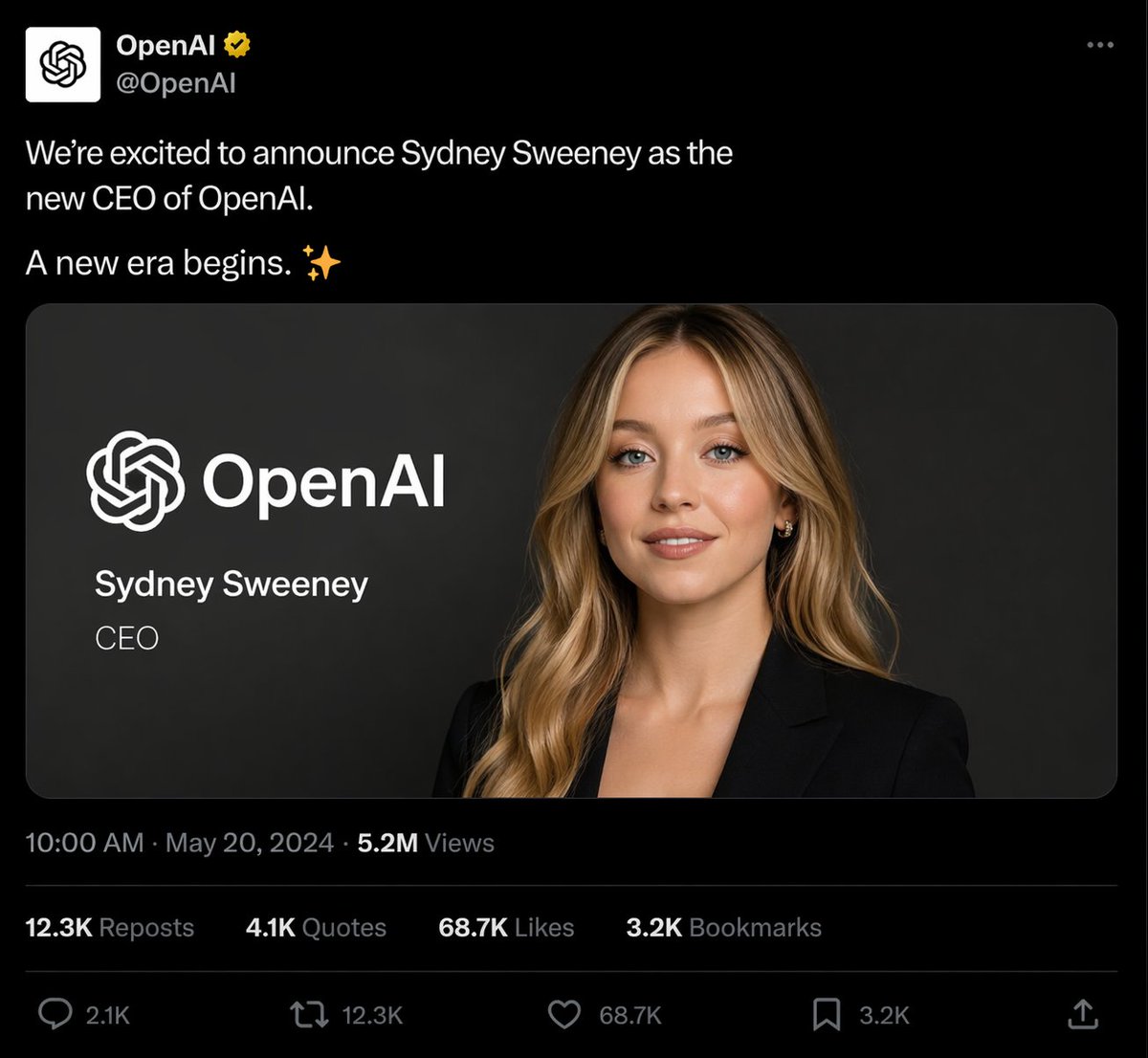 Fake CEO Announcement Post Screenshot