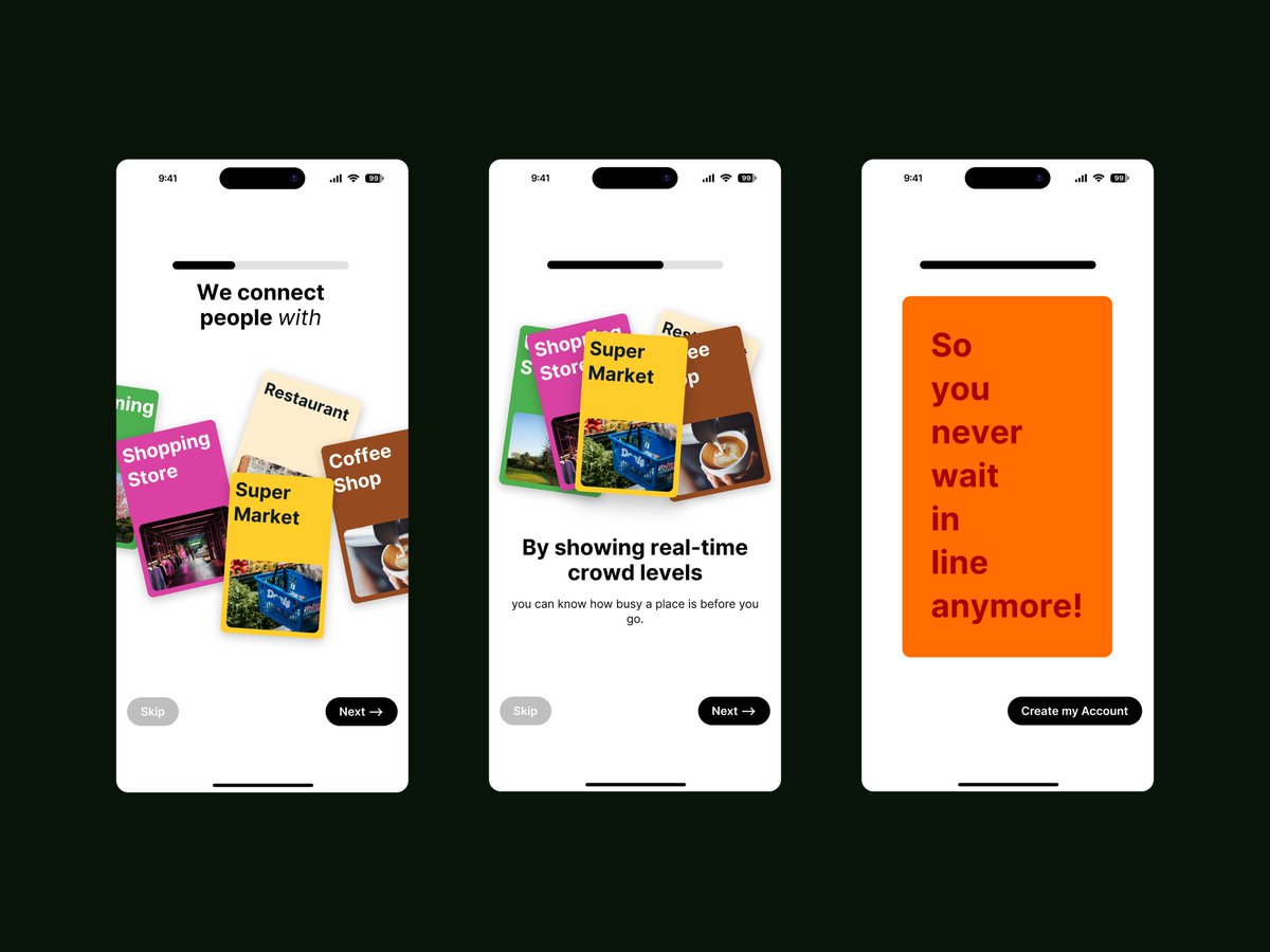 MeriemeDesign's tweet photo. @BuffetDesigns CrowdEase, a simple  time management and crowd awareness app design https://t.co/81azJ7U503
