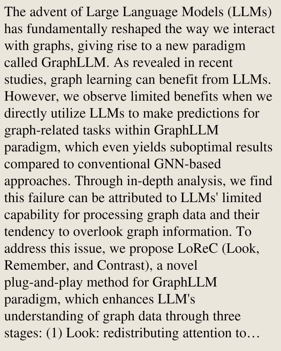 LoReC: Rethinking Large Language Models for Graph Data Analysis Hongyu ...