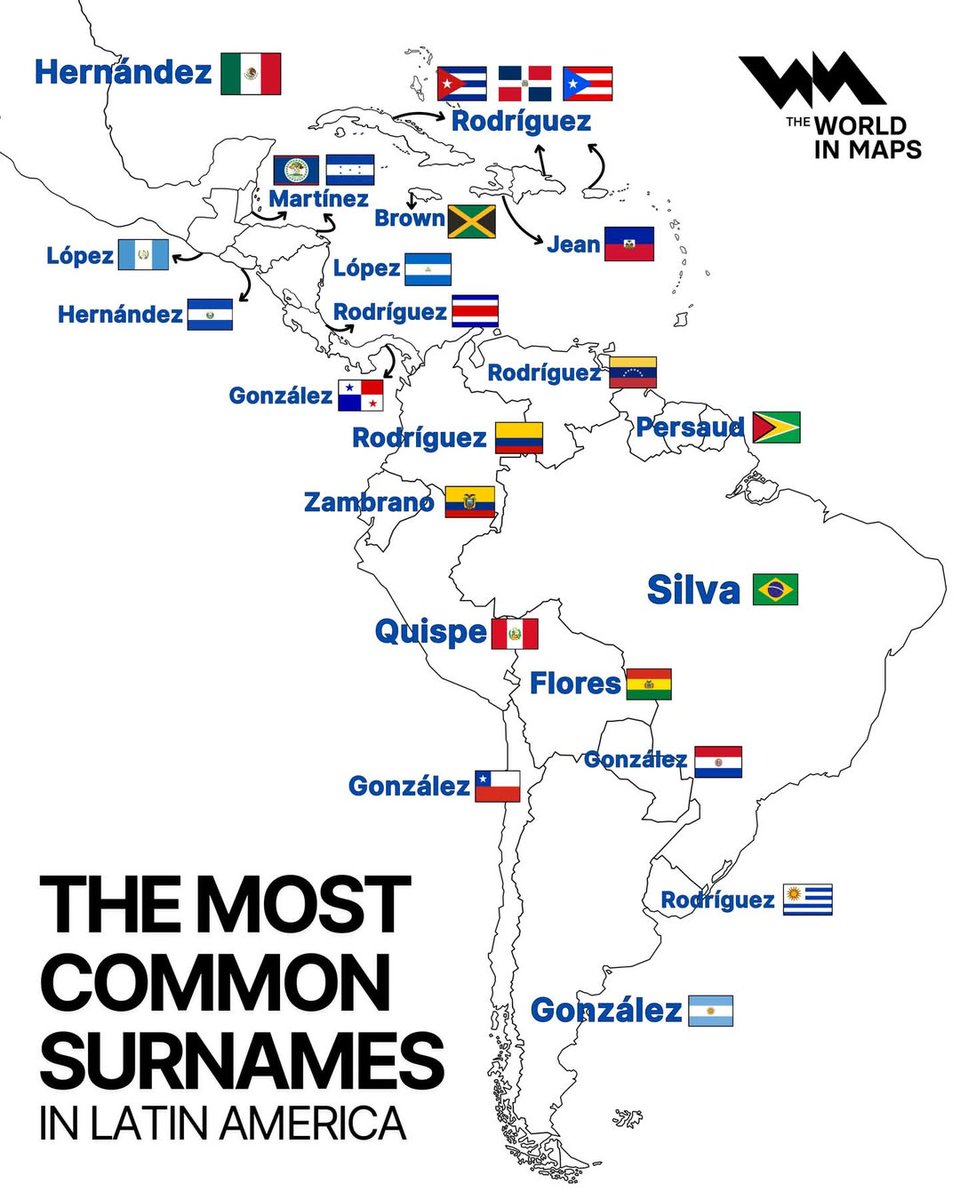 The most common surnames in Latin America