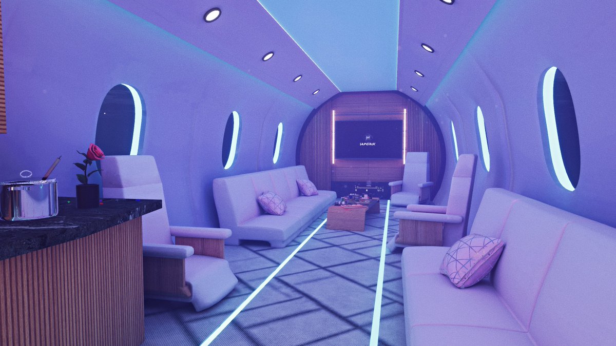 Jessi55xc's tweet photo. World: Huntrix Plane - Kpop Demon Hunter
Author: τοmacιτa @Tomacitaa_ 

This sleek private jet feels super luxurious and futuristic, with plush purple seating, glowing neon accents, a cozy bar area, and that high-end chill vibe throughout the whole cabin. So stylish.

#VRChatPhotography #VRChat