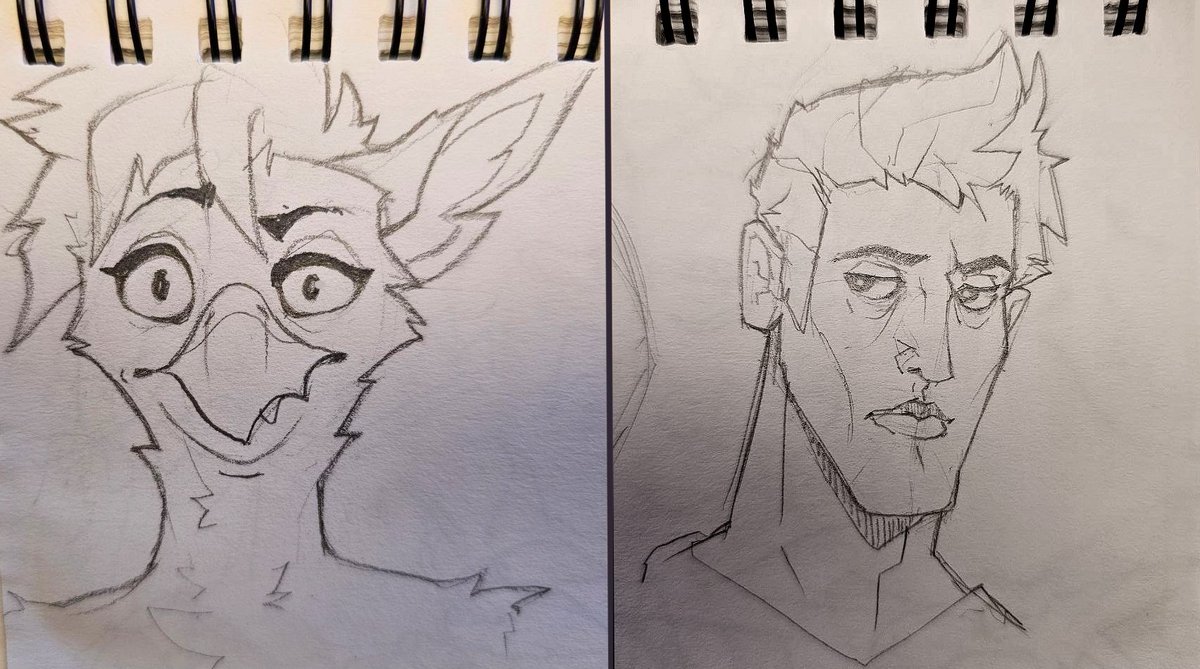 my sketchbook is riddled with double chin furries and handsome squidward humans. for some reason
