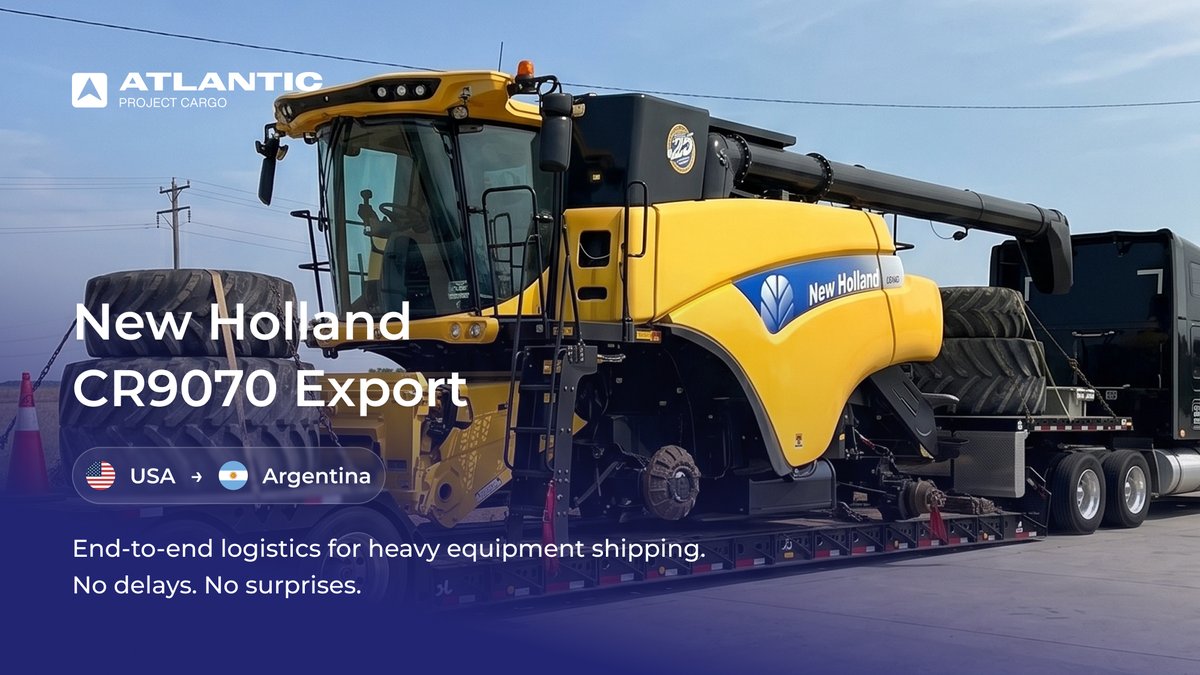 AEPC_team's tweet image. USA 🇺🇸 → Argentina 🇦🇷. New Holland CR9070 harvester — delivered. No surprises. 
Your equipment. Our expertise. 

#atlanticprojectcargo #freightforwarding #farmequipment #newholland #atlanticexpresscorp