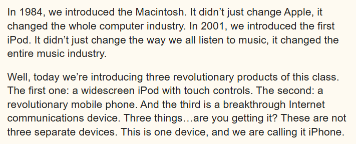 There's something truly pernicious about how AI writing is eroding old texts. The core materials for AI are becoming jokes that haven't aged well. 

See, Steve Job's 2007 iPhone keynote