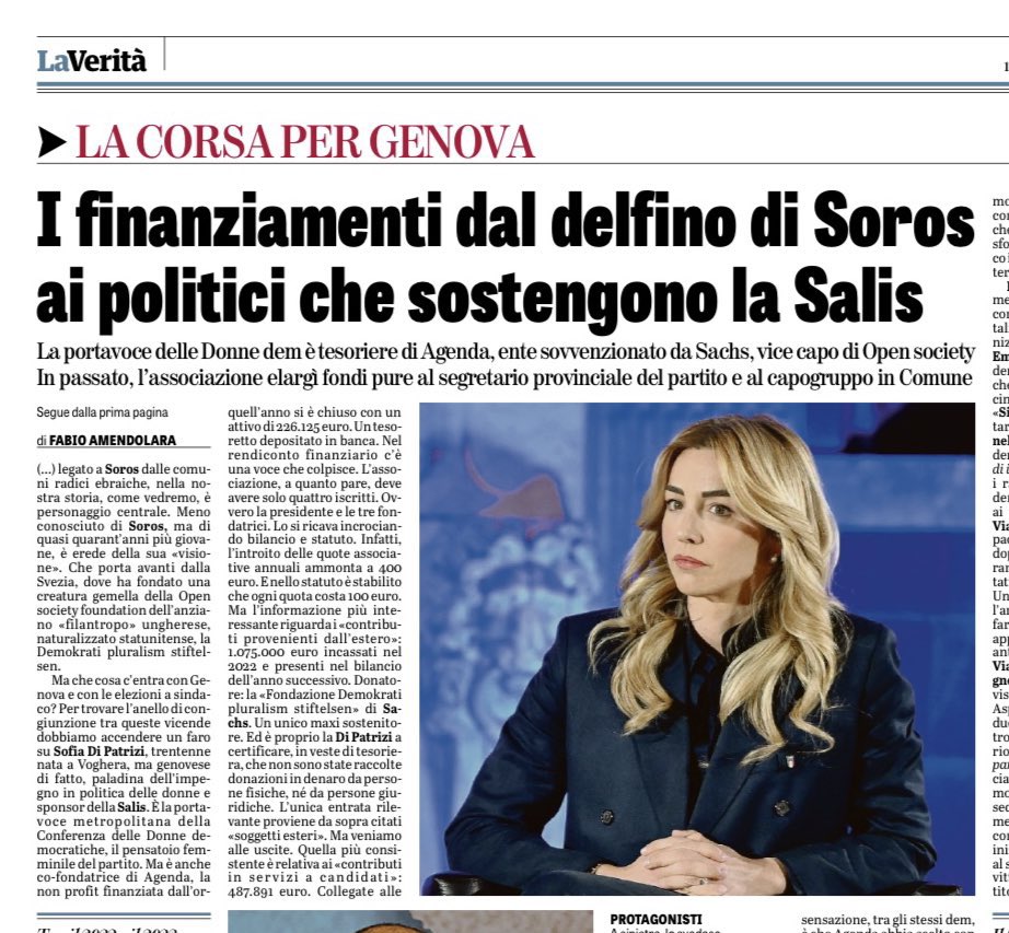 PIngrugnato's tweet image. Da un po’ è iniziato in sincrono perfetto e sospetto il pompaggio mediatico in favore di #SilviaSalis come candidata del CSX, in vista delle elezioni del ‘27, con #EllySchlein già scaricata come a suo tempo lo fu #Biden.
Bene, ricordiamoci però chi ha finanziato il suo entourage.