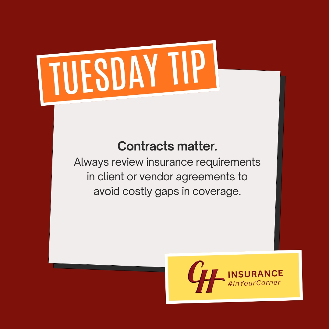 CH_INS_AGENCY's tweet image. Contracts matter. 📄

Always review insurance requirements in client or vendor agreements to avoid costly gaps in coverage and protect your business before issues arise.

#BusinessInsurance #RiskManagement #StayProtected #SmartBusiness #CoverageMatters #InYourCorner