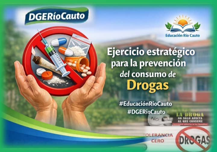 📢 Ejercicio Estratégico de Prevención del Consumo de Drogas
🗓 Del 20 al 24  de abril.

Durante estos días estaremos desarrollando acciones educativas, talleres, charlas y actividades comunitarias enfocadas en la prevención del consumo de drogas.  
#EducaciónRíoCauto