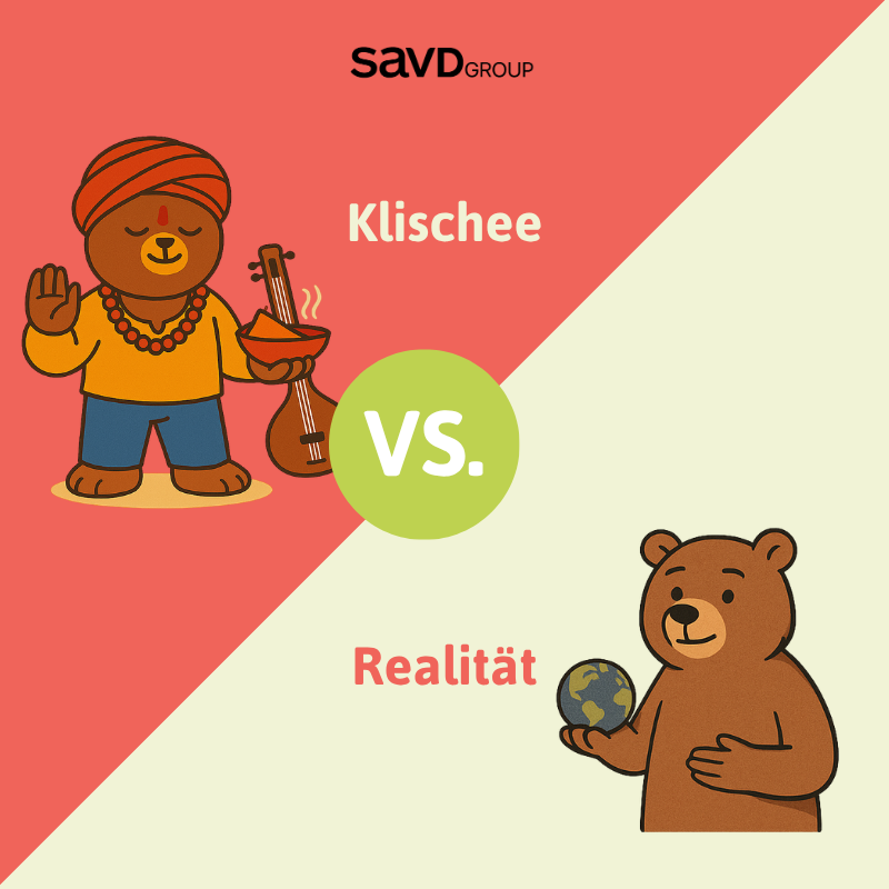 🐻🇮🇳 Klischee‑Alarm: Der Indien‑Bär 🎨
Bollywood, Yoga, scharfes Essen und „irgendwie Hindi“? So das Klischee.
In echt: 22 offiziell anerkannte Sprachen, hunderte Dialekte und große kulturelle Vielfalt.

👉 Menschen sind mehr als ein Bild im Kopf.

#KlischeeBär #SAVD #Indien