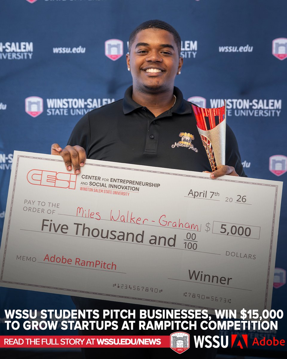 WSSURAMS's tweet image. #WSSUStudentSuccess | WSSU students pitched their businesses at RamPitch and earned $15,000 to grow their startups.

Real ideas. Real funding. Real impact.

wssu.edu/news

#WSSU | #WeAreRising