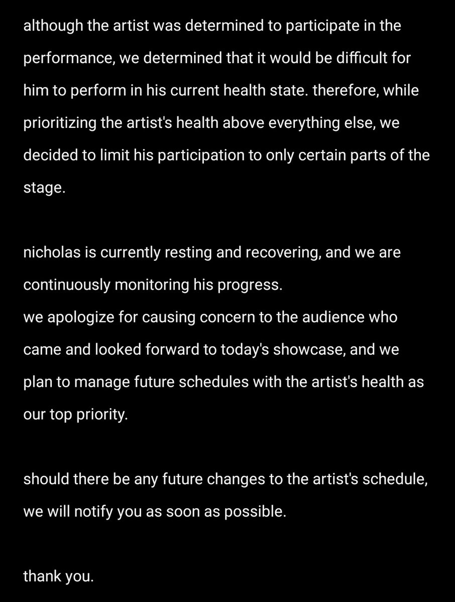 notice regarding nico's condition