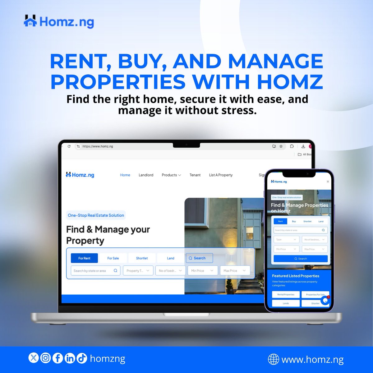 homzng's tweet photo. Stop juggling different platforms for your real estate needs. Whether you're a tenant searching for a home or a landlord seeking stress-free management, https://t.co/xT5GgfYw28 is your one-stop solution.
Start here: ๐ https://t.co/RQL8Ge5dTF
โ#PropTech #RealEstateNigeria #Homz https://t.co/vjs498lGNX
