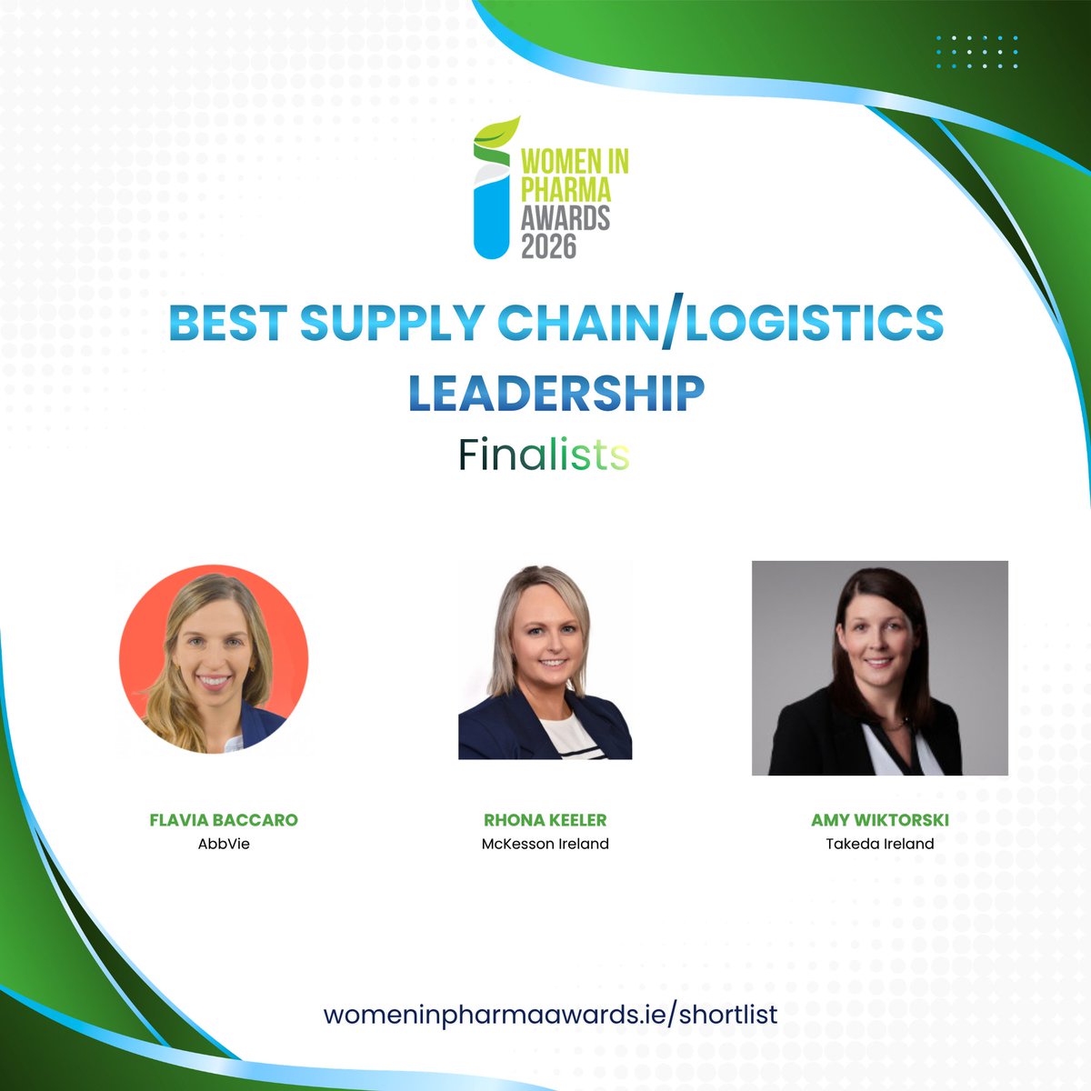 PharmaWomen's tweet photo. The 2026 Women in Pharma Awards 2026 Best Supply Chain/Logistics Leadership finalists have been unveiled! 🌟

Check out the full shortlist at https://t.co/wwpNbiqUfB and join us on 29 April 2026 at the Crowne Plaza Hotel, Santry! https://t.co/2EEITUwDIn