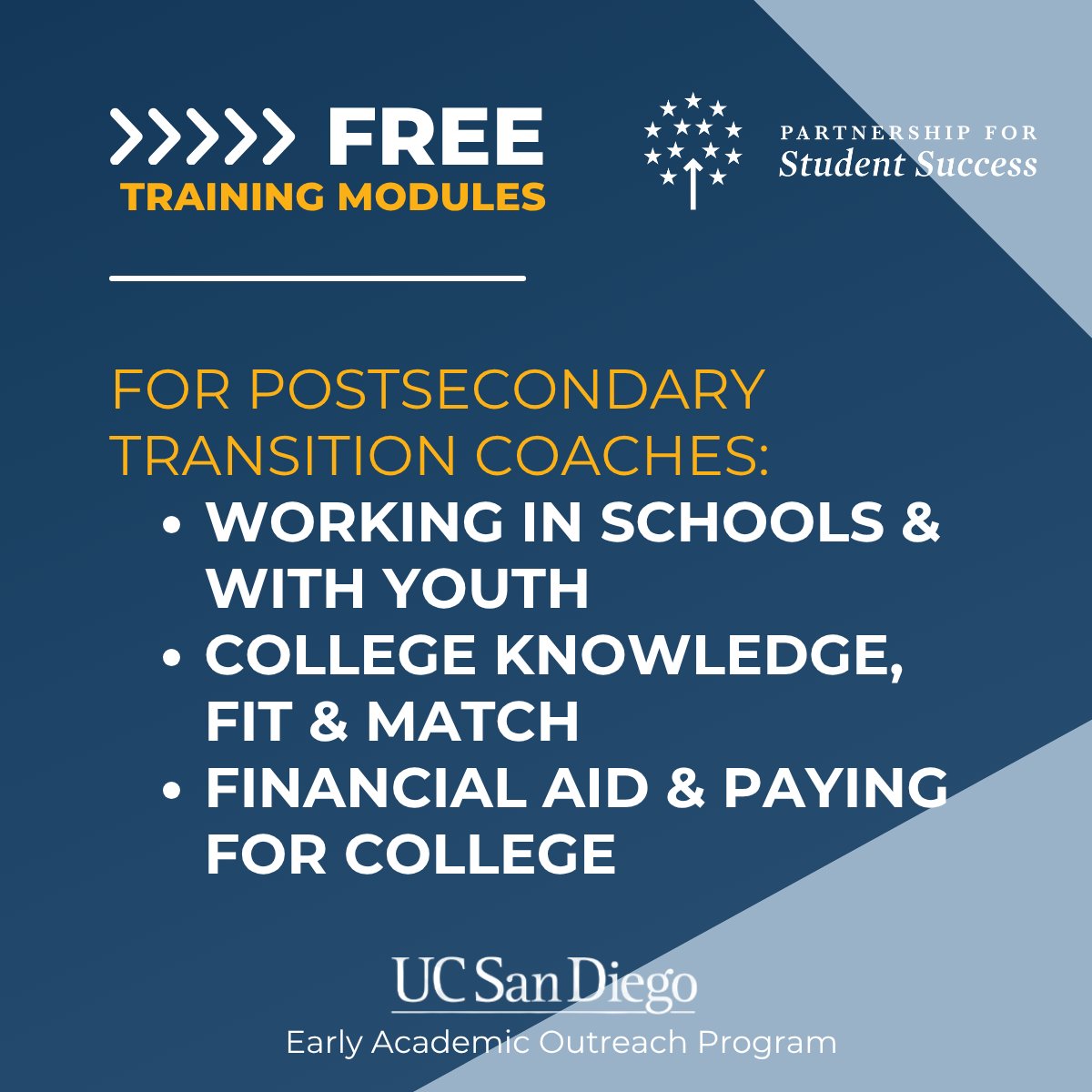 ps_success's tweet image. Enrollment is OPEN for our free summer training cohort!

Courses include:
✅ College Student Mentoring
✅ Postsecondary Coaching 101
✅ Peer-to-Peer Support
✅ After FAFSA: Paying for College
✅ Supporting Uncertain Seniors

⏳ Deadline: May 22 🔗 partnershipstudentsuccess.org/online-trainin…
#K12