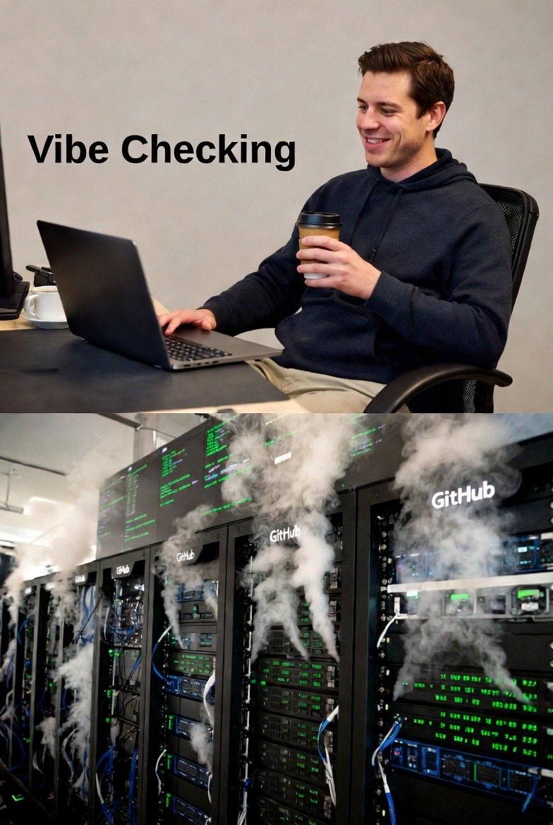 kahilan360's tweet photo. Officially: GitHub shuts down! 🛑 Today, registration for Copilot (Pro and Student) was suspended because Agentic AI literally "ate up" the servers and there's no more capacity! Even Cloud 4.5 and 4.6 were removed from the regular packages, and Codex has soared to 4 million users weekly. We're officially in the age of Vibe Coding; the programmer has become a "copycat," and AI is the one planning, writing, and executing. Anyone who doesn't keep up will be relegated to the archives of the past.
#codigo