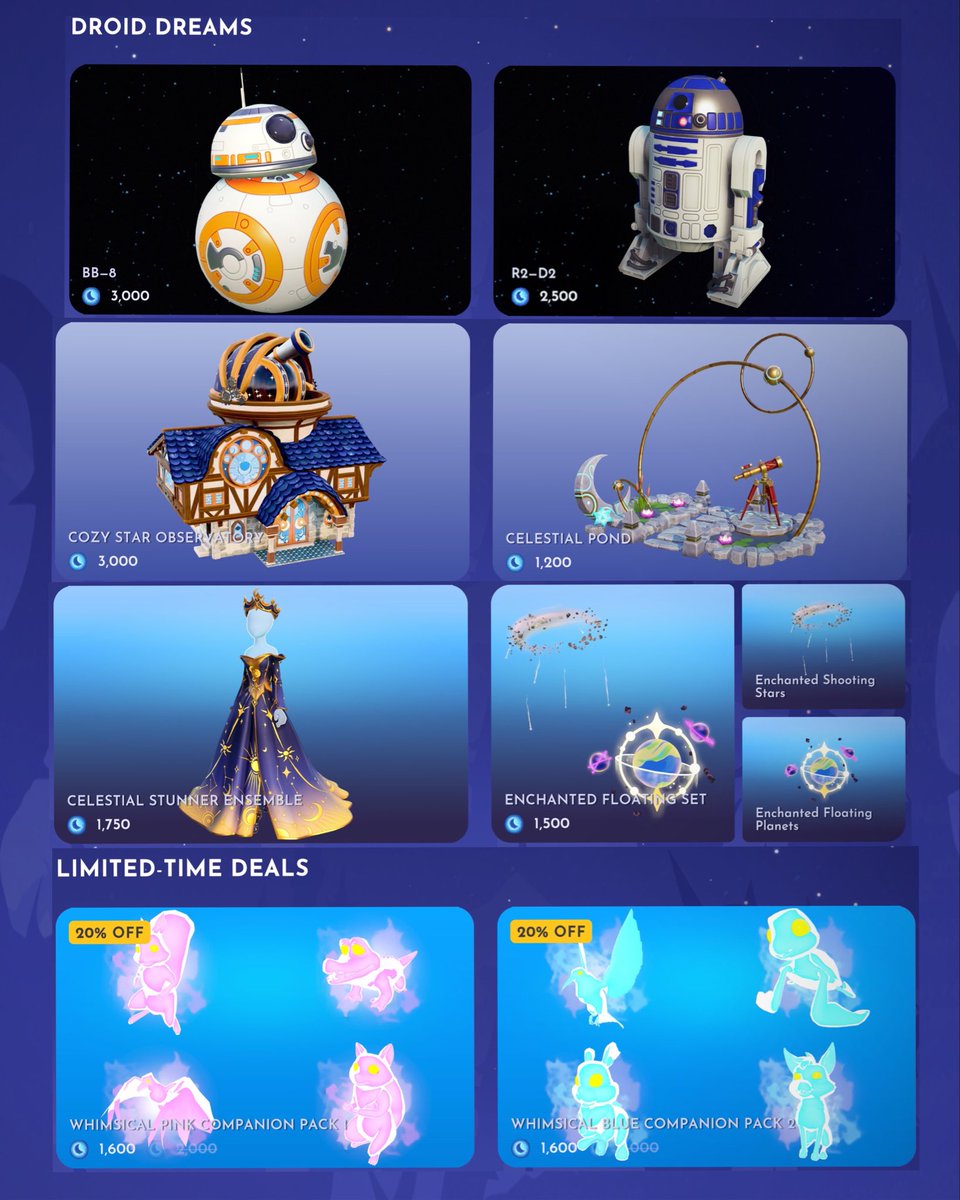 amycollects's tweet photo. What do we think of the new items in store? R2d2 is a need for sure! Of course I got the celestial dress 👗 ✨️ #DDLV https://t.co/D8K7VnSWFX