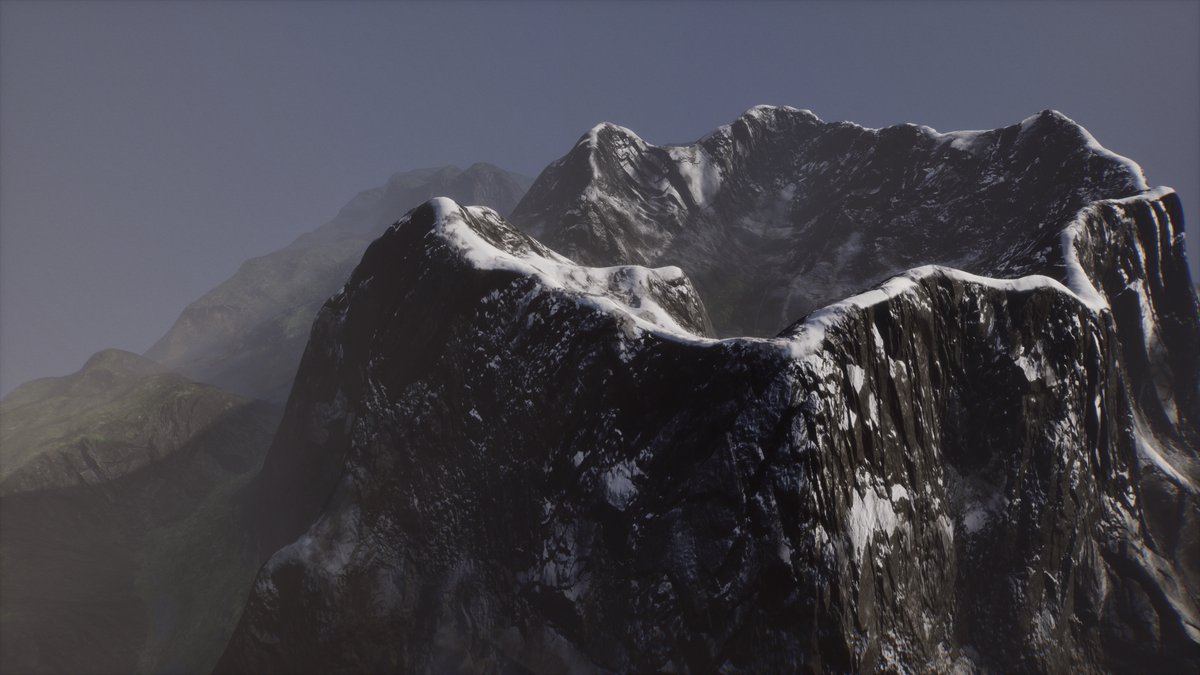 pauthedev's tweet photo. WIP Houdini heightfields enviro in UE5  
#gamedev #Houdini #UnrealEngine5 https://t.co/vgmcP7pwDZ