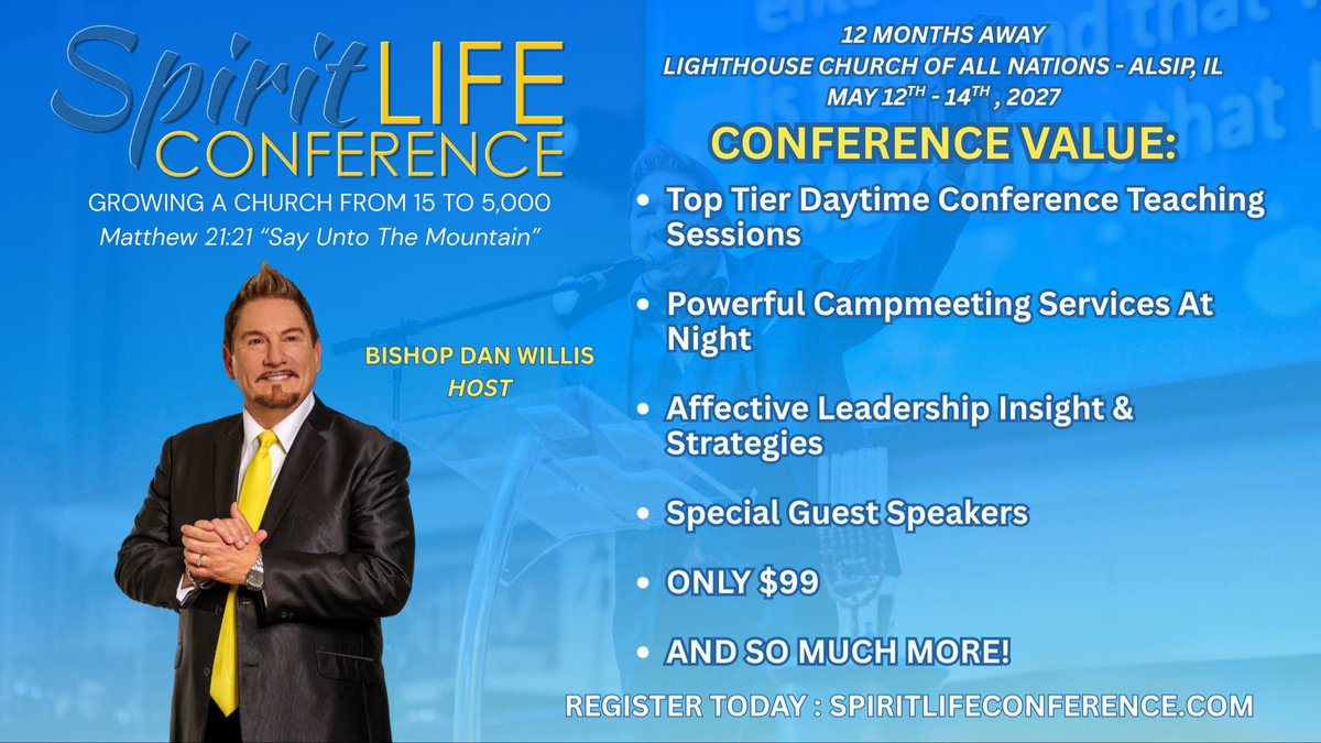 pastorDanWillis's tweet image. Spirit Life Conference 2027

I love you so much family and there is nothing that you can do about it!

Have you registered yet?

Register Today🔗: Spiritlifeconference.com

Dates: May 12th - 14th, 2027 🗓️

#conference #new #2027 #leadership #value