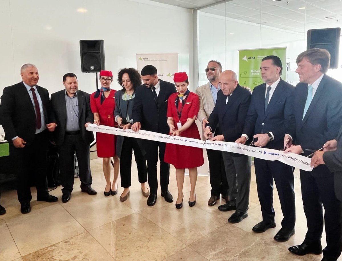 aena's tweet image. 🛫 El #Aeropuerto Adolfo Suárez #Madrid-Barajas incorpora la aerolínea Medsky Airways, que comienza a operar una nueva ruta con Trípoli (Libia).
 
✈️ La conexión contará con dos frecuencias semanales: martes y viernes.
 
¡Felices vuelos! 😉
 
#AeropuertosAena