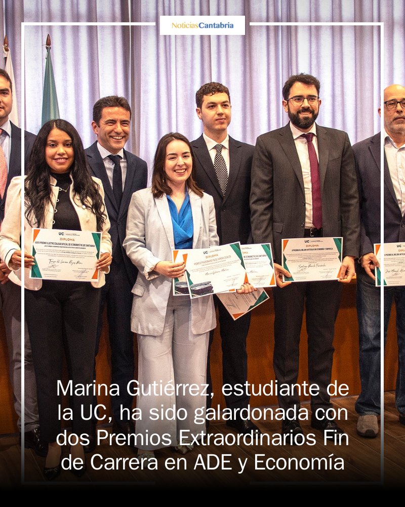 CANTABRIA_NEWS's tweet image. 🥇 ¡Felicidades a Marina Gutiérrez! 🎓 La estudiante de la UC se lleva dos Premios Extraordinarios Fin de Carrera en ADE y Economía. Un reconocimiento a su esfuerzo y dedicación. ¡Inspiradora historia de éxito! 🌟 #UC #Premios #Educación mrf.lu/Xt3c