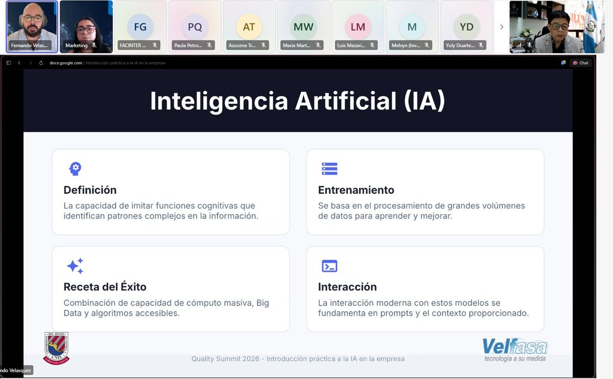 sncalidad's tweet photo. En el marco de la simplificación de procedimientos y la transformación digital, como líneas de acción de la Política Nacional de la Calidad 2019-2032 @MINECOGT @sncalidad inicia el Webinar "Introducción Práctica a la IA en la empresa: ¿Cómo usarla sin ser un experto? https://t.co/6FMt3mOxGd