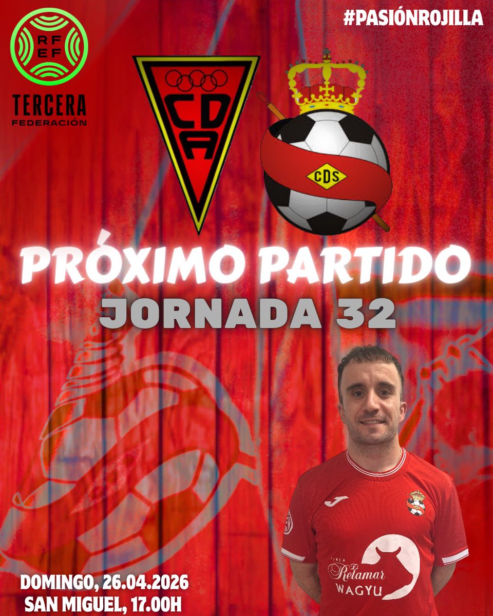 CDSonseca's tweet image. 🔔 𝐏𝐑𝐎́𝐗𝐈𝐌𝐎 𝐏𝐀𝐑𝐓𝐈𝐃𝐎 | 𝙏𝙀𝙍𝘾𝙀𝙍𝘼 𝙍𝙁𝙀𝙁

JORNADA 3️⃣2️⃣ | 🆚️ @CDAzuqueca 

📍 Domingo 26 de abril, ⏰️ 17.00 horas | 🏟 San Miguel 

#CDS ❤️ #PasiónRojilla